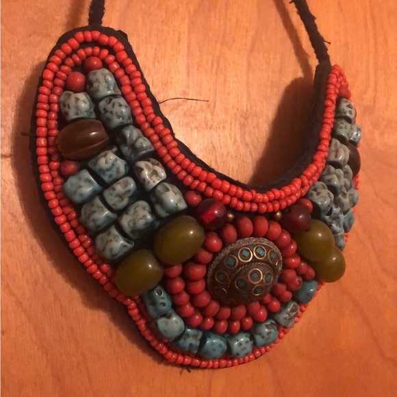 Tibetan Collar Coral Turquoise Necklace - Picture 3 of 3